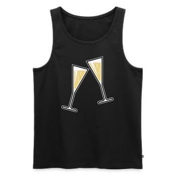 2 Glasses Of Sparkling Wine (Funnel / Closed / 3C) - Men's Premium Organic Tank Top - black - Front - AI Model Male 178 light (178cm)