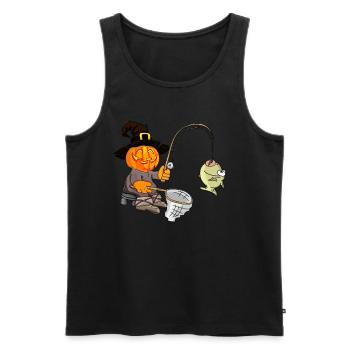 Halloween Pêcheur de citrouille - Débardeur bio Premium Homme - noir - Devant - Michal (187cm)