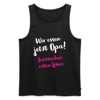 Wir essen jetzt Opa - Satzzeichen retten Leben - Männer Premium Bio Tank Top - Schwarz - Vorne - AI Model Male 178 light (178cm)