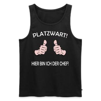 Platzwart - Hier bin ich der Chef - Männer Premium Bio Tank Top - Schwarz - Vorne - Michal (187cm)