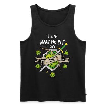 I'm an amazing elf since 1992 - Men's Premium Organic Tank Top - black - Front - Michal (187cm)