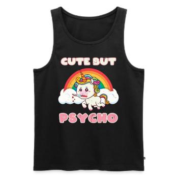 Cute but Psycho Unicorn - Men's Premium Organic Tank Top - black - Front - AI Model Male 178 light (178cm)