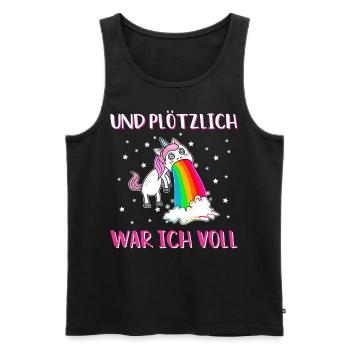 Und plötzlich war ich voll | Kotzendes Einhorn - Männer Premium Bio Tank Top - Schwarz - Vorne - Michal (187cm)