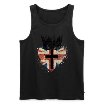 Royaume-Uni Queen England Flag Crowns Shirt - Débardeur bio Premium Homme - noir - Devant - Michal (187cm)