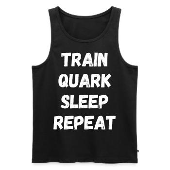 Train Quark Sleep Repeat Eat Gym Fitness Kraft - Männer Premium Bio Tank Top - Schwarz - Vorne - Michal (187cm)