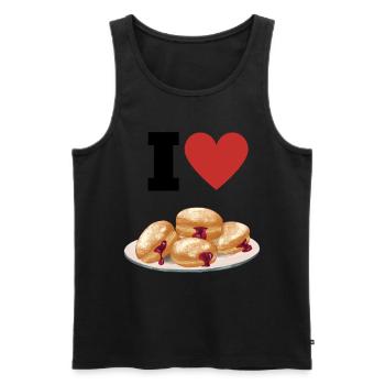 I LOVE Krapfen - Donuts Berliner Karneval - Männer Premium Bio Tank Top - Schwarz - Vorne - AI Model Male 178 light (178cm)