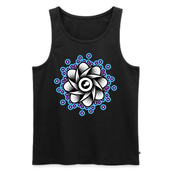 Neon Lotus Mandala Blüte Goa Rave Techno Pink Blau - Männer Premium Bio Tank Top - Schwarz - Vorne - AI Model Male 178 light (178cm)