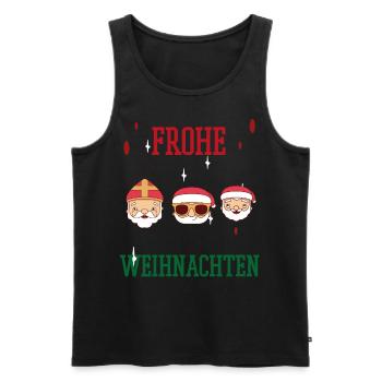Frohe Weihnachten Familien Freiertage Logo - Männer Premium Bio Tank Top - Schwarz - Vorne - Michal (187cm)