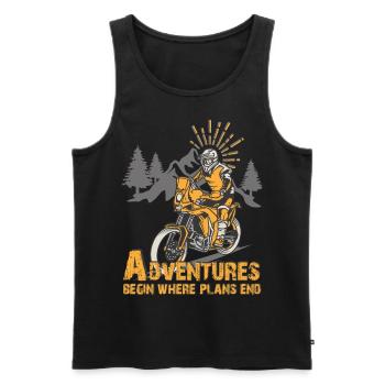 Abenteuer beginnen wo Pläne enden Adventure Bike - Männer Premium Bio Tank Top - Schwarz - Vorne - Michal (187cm)