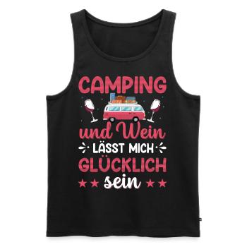 Camping und Wein lässt mich glücklich sein - Männer Premium Bio Tank Top - Schwarz - Vorne - Michal (187cm)