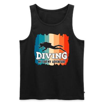 My Trip My Adventure - T-shirt plongée sous-marine - Débardeur bio Premium Homme - noir - Devant - AI Model Male 178 light (178cm)