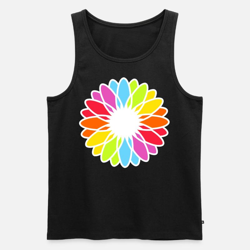 Mandala de fleurs arc-en-ciel - Débardeur bio Premium Homme - noir