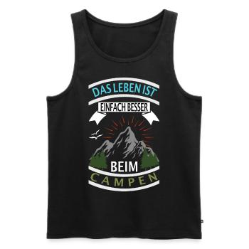 DAS LEBEN IST EINFACH BESSER BEIM CAMPEN - Camping - Männer Premium Bio Tank Top - Schwarz - Vorne - Michal (187cm)