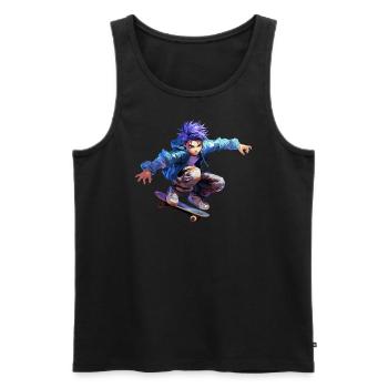 Anime Skater - Débardeur bio Premium Homme - noir - Devant - Michal (187cm)