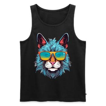 Luchs mit Sonnenbrille - Männer Premium Bio Tank Top - Schwarz - Vorne - AI Model Male 178 light (178cm)