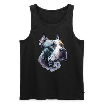 Pitbull Terrier Art amoureux des chiens - Débardeur bio Premium Homme - noir - Devant - AI Model Male 178 light (178cm)