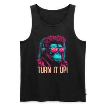 Affe DJ Sonnenbrille Kopfhörer Schimpanse Bunt - Männer Premium Bio Tank Top - Schwarz - Vorne - AI Model Male 178 light (178cm)