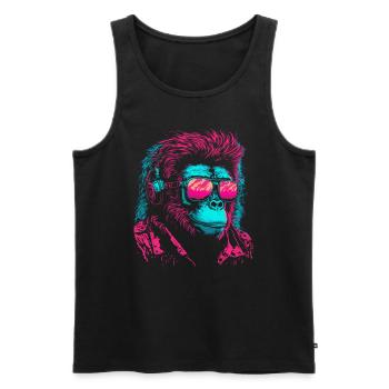Affe DJ Sonnenbrille Kopfhörer Schimpanse Bunt - Männer Premium Bio Tank Top - Schwarz - Vorne - AI Model Male 178 light (178cm)
