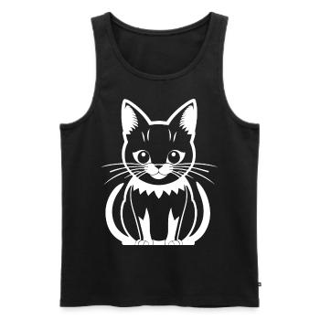 Drôle Chat Silhouette Effronté Fun Chats - Débardeur bio Premium Homme - noir - Devant - Michal (187cm)