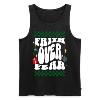Faith over Fear - Christian's Retro Ugly Christmas - Men's Premium Organic Tank Top - black - Front - AI Model Male 178 light (178cm)