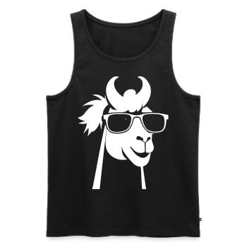 Funny Alpaca Wearing Sunglasses Cool Alpacas - Men's Premium Organic Tank Top - black - Front - Michal (187cm)