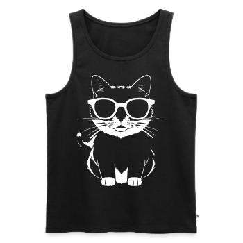 Funny Cat with Sunglasses Kitten Sunglas Cats - Men's Premium Organic Tank Top - black - Front - AI Model Male 178 light (178cm)