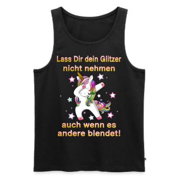 Èinhorn Lass Dir dein Glitzer nicht Nehmen - Männer Premium Bio Tank Top - Schwarz - Vorne - Michal (187cm)