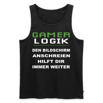 Funny Gaming Gamer Mettre à jour les gars Gaming Nerd - Débardeur bio Premium Homme - noir - Devant - AI Model Male 178 light (178cm)