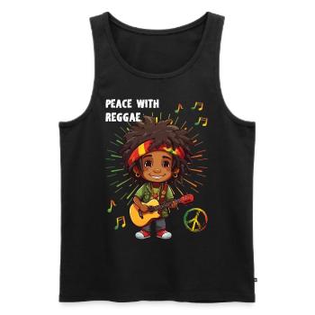 Peace with Reggae Rastaboy - Männer Premium Bio Tank Top - Schwarz - Vorne - Michal (187cm)