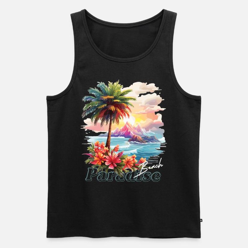 Paradise Beach - Männer Premium Bio Tank Top - Schwarz