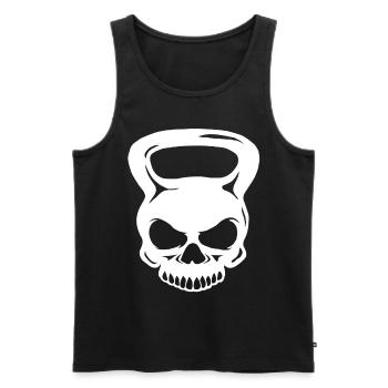 Totenkopf Kettlebell - Männer Premium Bio Tank Top - Schwarz - Vorne - Michal (187cm)