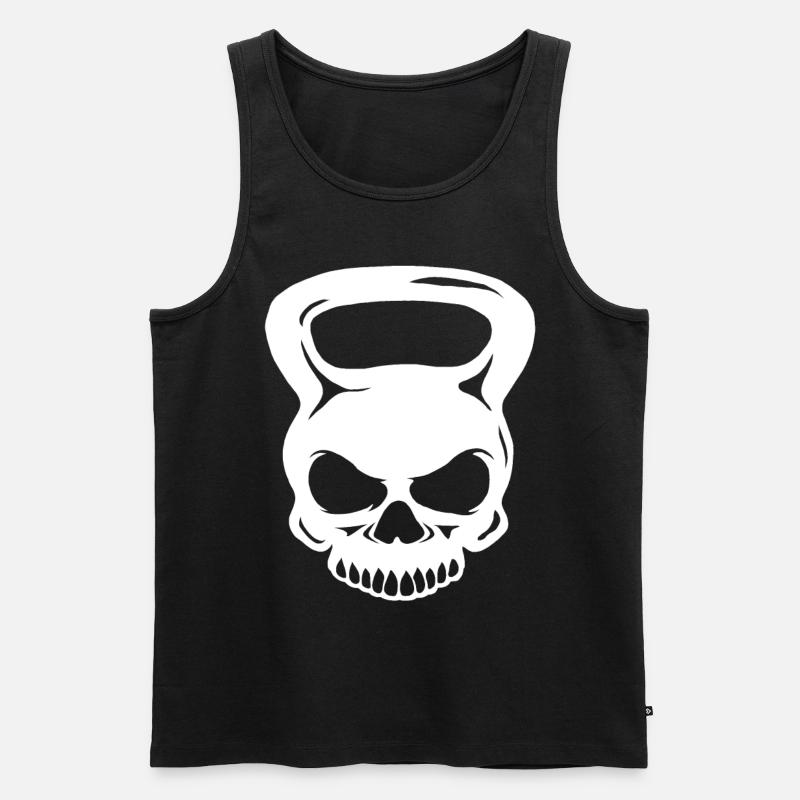 Totenkopf Kettlebell - Männer Premium Bio Tank Top - Schwarz