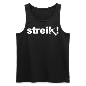 Streik - Männer Premium Bio Tank Top - Schwarz - Vorne - AI Model Male 178 light (178cm)