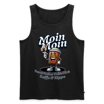 Moin Moin Coffee and Cigarette = Construction Worker Breakfast - Men's Premium Organic Tank Top - black - Front - Michal (187cm)