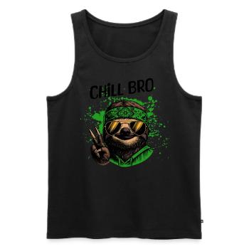 Chill Bro - Cooles Faultier | Peace - Männer Premium Bio Tank Top - Schwarz - Vorne - AI Model Male 178 light (178cm)