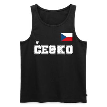 Czech Republic Jersey Look – Česko with Flag Flag - Men's Premium Organic Tank Top - black - Front - AI Model Male 178 light (178cm)