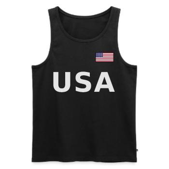 ÉQUIPE Bannière du drapeau américain des États-Unis sur la police - Débardeur bio Premium Homme - noir - Devant - Michal (187cm)