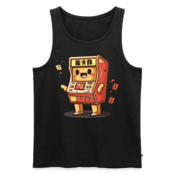 Lachender Spielautomat - Game Station T-Shirt - Männer Premium Bio Tank Top - Schwarz - Vorne - AI Model Male 178 light (178cm)