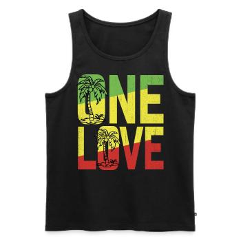 One Love Jamaica Bekleidung Rasta Reggae Music - Männer Premium Bio Tank Top - Schwarz - Vorne - Michal (187cm)