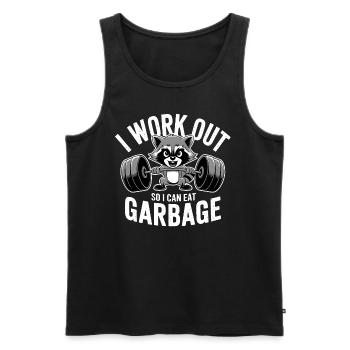 Waschbär - I work out so I can eat garbage - Men's Premium Organic Tank Top - black - Front - AI Model Male 178 light (178cm)