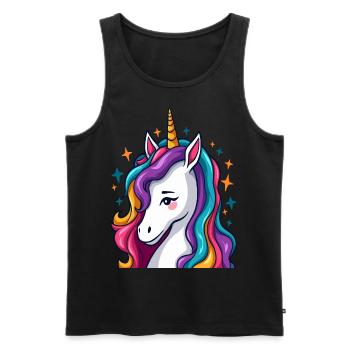 Sassy Unicorn with Rainbow Waves - Men's Premium Organic Tank Top - black - Front - AI Model Male 178 light (178cm)