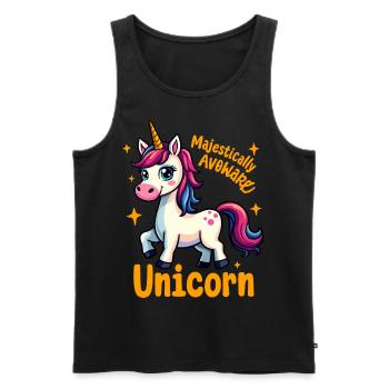 Majestätisch unbeholfenes Einhorn mit Funkeln - Männer Premium Bio Tank Top - Schwarz - Vorne - AI Model Male 178 light (178cm)