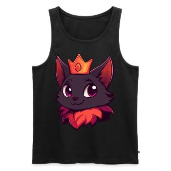 Chat couronné mignon avec sourire espiègle - Débardeur bio Premium Homme - noir - Devant - AI Model Male 178 light (178cm)