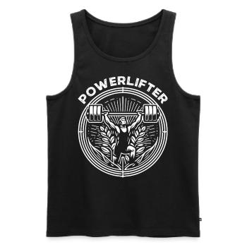 Chemise vintage Powerlifter style rétro de musculation - Débardeur bio Premium Homme - noir - Devant - AI Model Male 178 light (178cm)