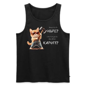 Katze Hilfe alleine kaputt - Männer Premium Bio Tank Top - Schwarz - Vorne - Michal (187cm)