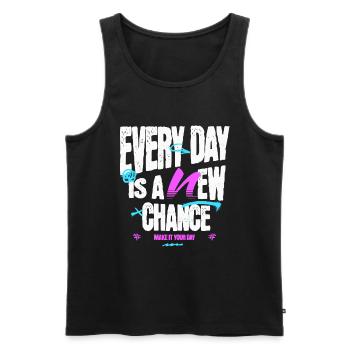 Every Day is A New Chance - Make it your Day - Männer Premium Bio Tank Top - Schwarz - Vorne - Michal (187cm)