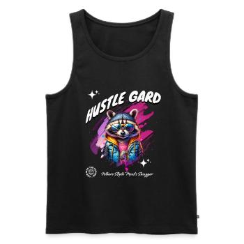 Witziges Waschbär Hustle Gard Design - Männer Premium Bio Tank Top - Schwarz - Vorne - Michal (187cm)