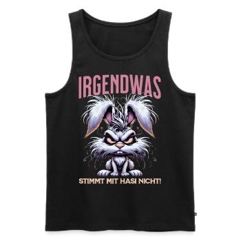 IRGENDWAS STIMMT MIT HASI NICHT Comic- Style - Männer Premium Bio Tank Top - Schwarz - Vorne - AI Model Male 178 light (178cm)