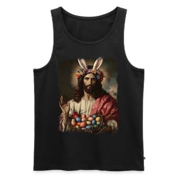 Jesus Christus zu Ostern mit Ostereiern - Männer Premium Bio Tank Top - Schwarz - Vorne - Michal (187cm)