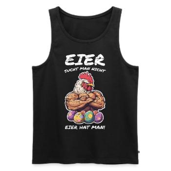 Eier Ostern Hahn Osteroutfit lustig - Männer Premium Bio Tank Top - Schwarz - Vorne - Michal (187cm)